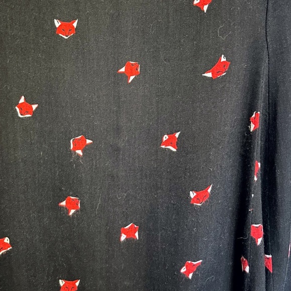 Torrid Fox Print Dress Size 1 14/16 Black Babydoll Zip Back Animal Crittercore - Picture 6 of 8